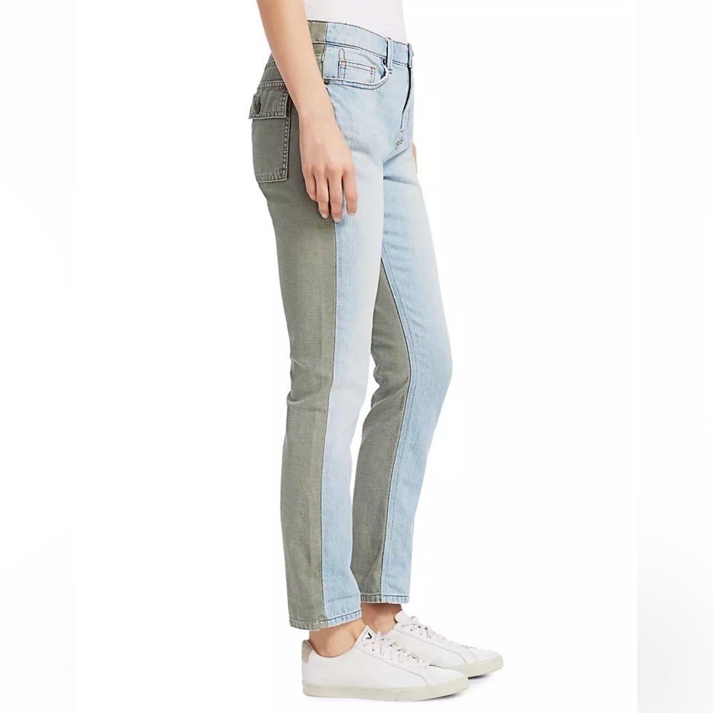 NEW Frame Le Beau Cargo Mixed-Media High Rise Jeans Size 26 ( Boyfriend fit)